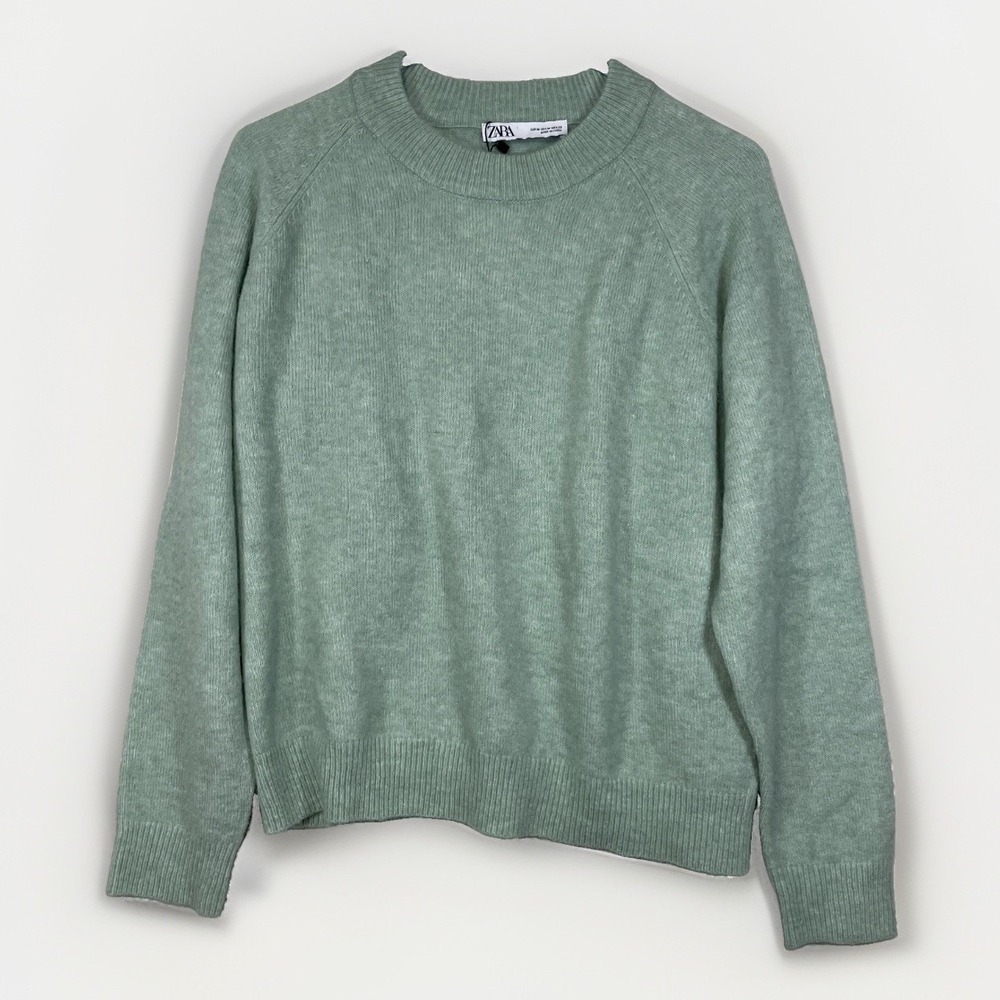 Zara Women's Medium Alpaca Wool Pullover Sweater Green Soft Comfortable Fall NWT